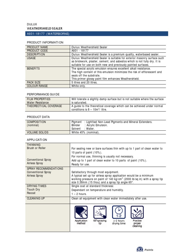 Dulux Weather Shield Sealer A93118177 Acrylic Paint Paint