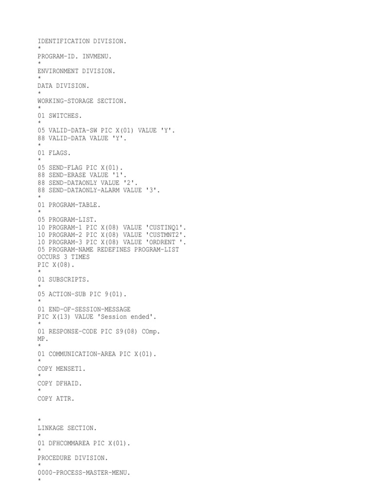 CICS Menu Processing with EIBAID | PDF | Computing | Software