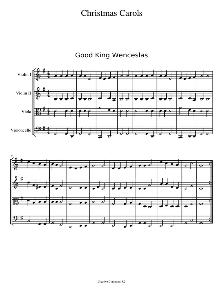 Christmas Carols For String Quartet PDF