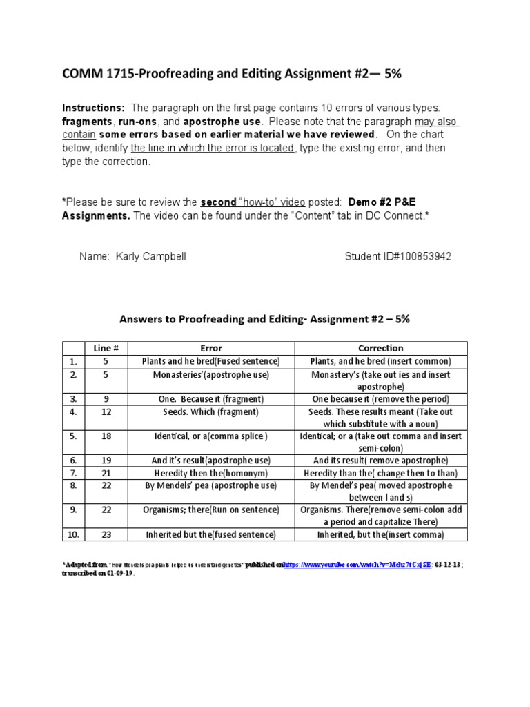 Proofreading and Editing Errors Guide | PDF | Genetics | Language Mechanics