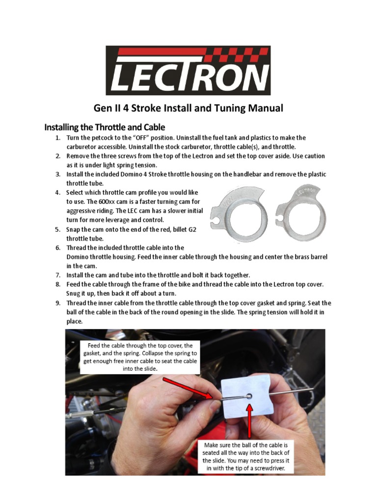 Lectron Gen II 4 Stroke Tuning Manual PDF Carburetor Throttle