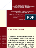 Anticoagulación y Tromboprofilaxis en Pacientes Con Covid 19