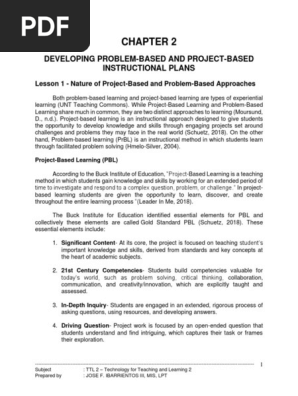 Ttl 2 Chapter 2 Developing Project and Problem Based Instructional Plan Rev. 2021