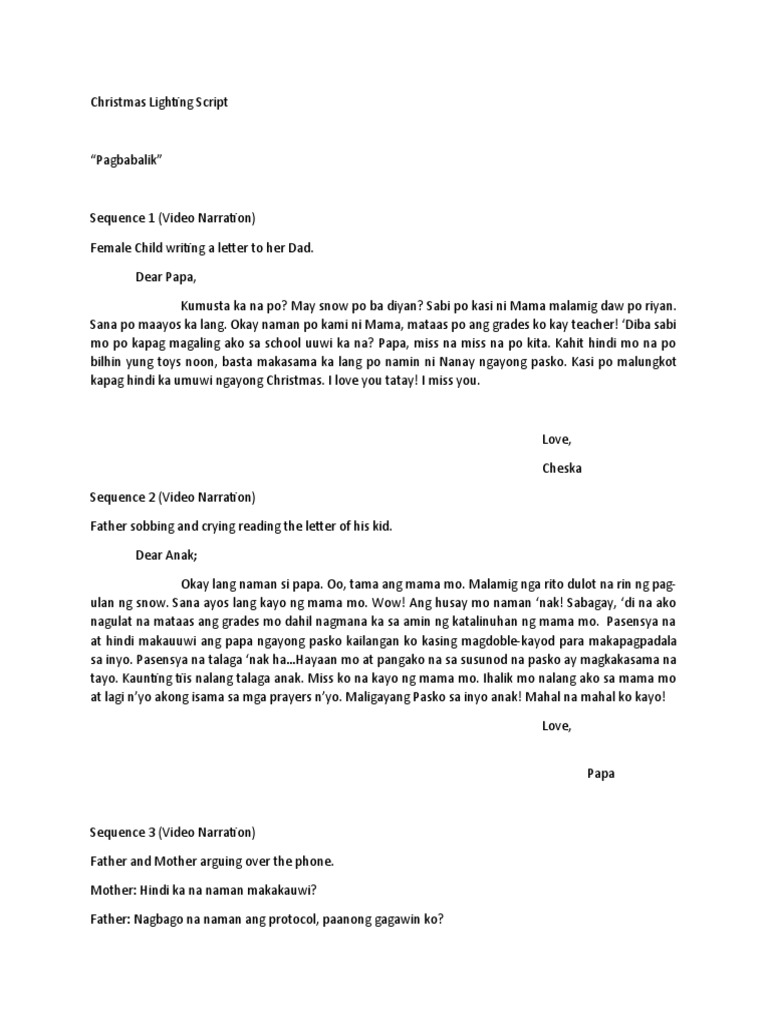Christmas Lighting Script | PDF