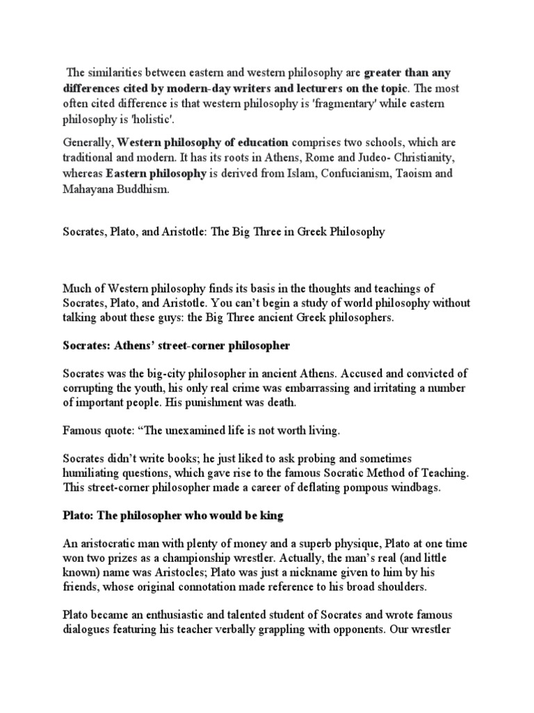 Eastern vs Western Philosophy Insights | PDF | Aristotle | Socrates