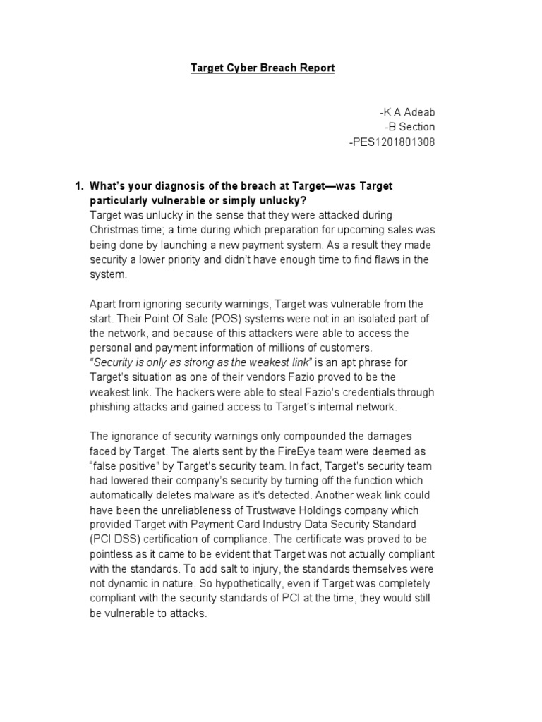 Target Cyber Breach Analysis and Lessons | PDF | Computer Security ...