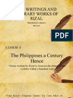 The Writings and Literary Works of Rizal: Presented By: Group 3 Bscs Ii-H