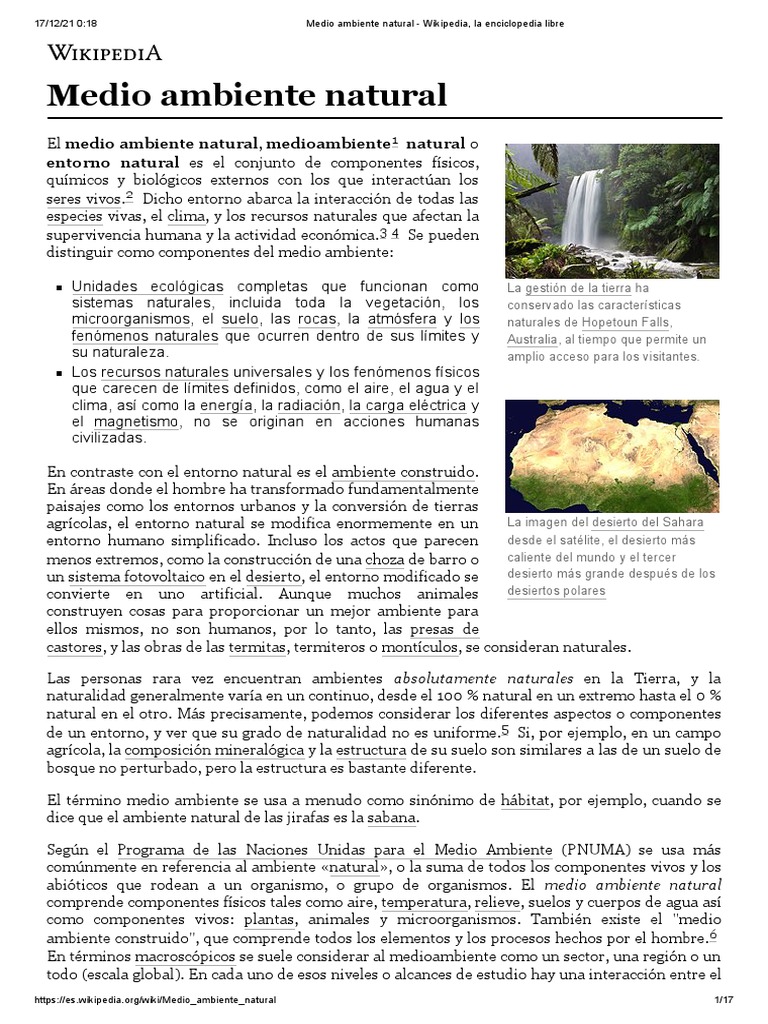 Medio Ambiente Natural - Wikipedia, La Enciclopedia Libre | PDF