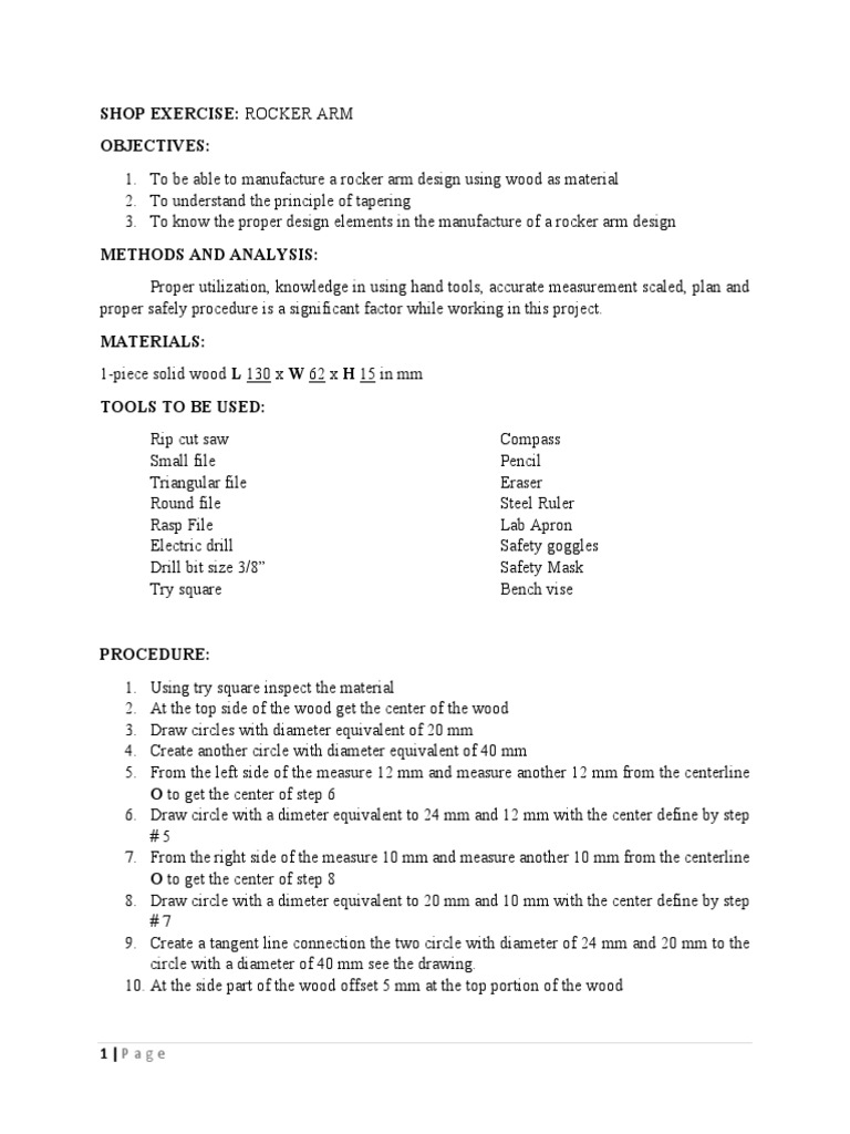 Rocker Arm Manufacturing Guide | PDF | Drill | Tools