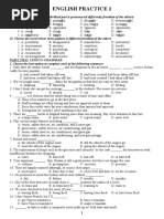 English Practice 1: I. Choose The Word Whose Underlined Part Is Pronounced Differently Fromthat of The Others)