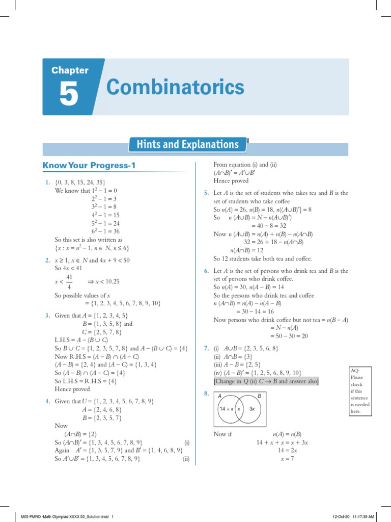 Combinatorics: Hints and Explanations | PDF | Mathematics ...