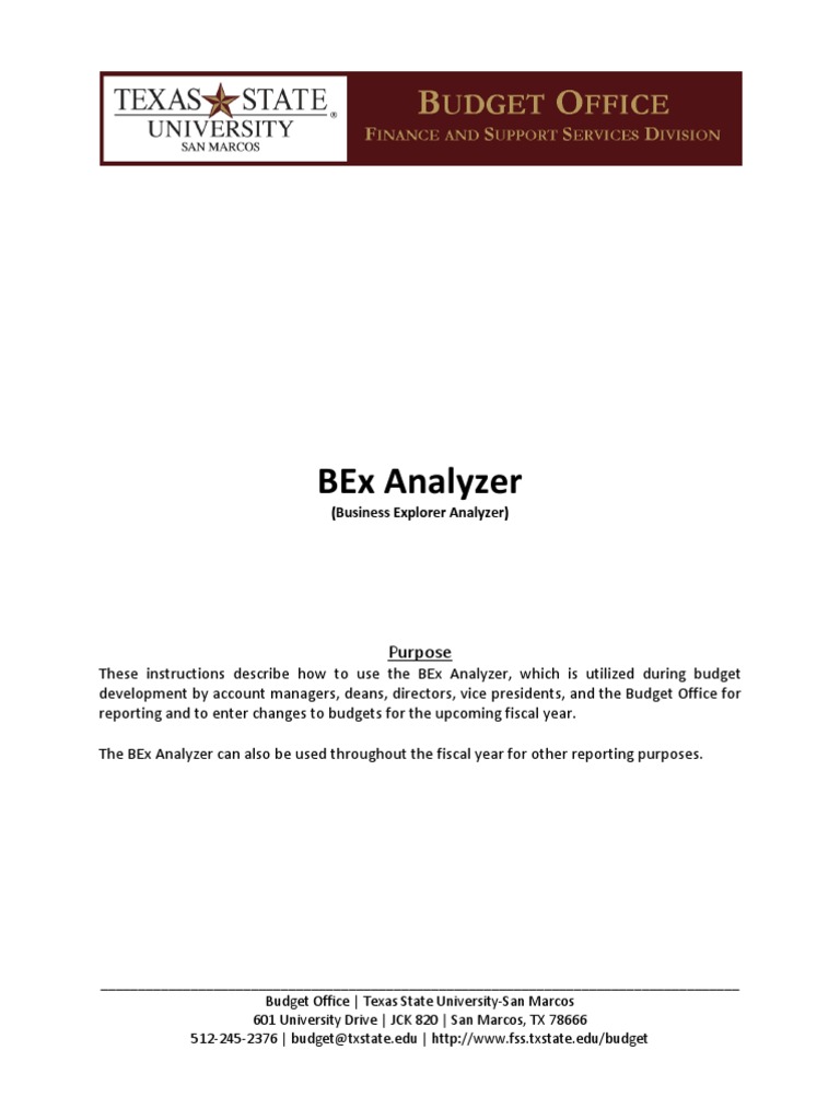 BEx Analyzer Instructions Login Microsoft Excel