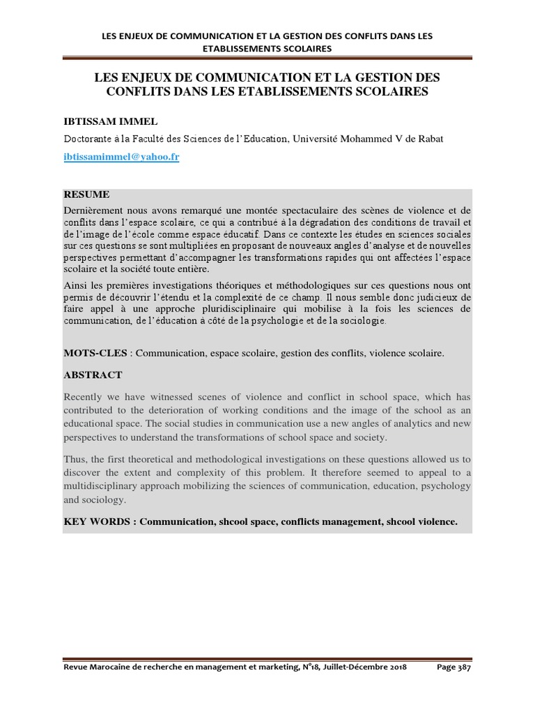 Gestion des conflits à l'école de Lévis | PDF | la communication | La ...