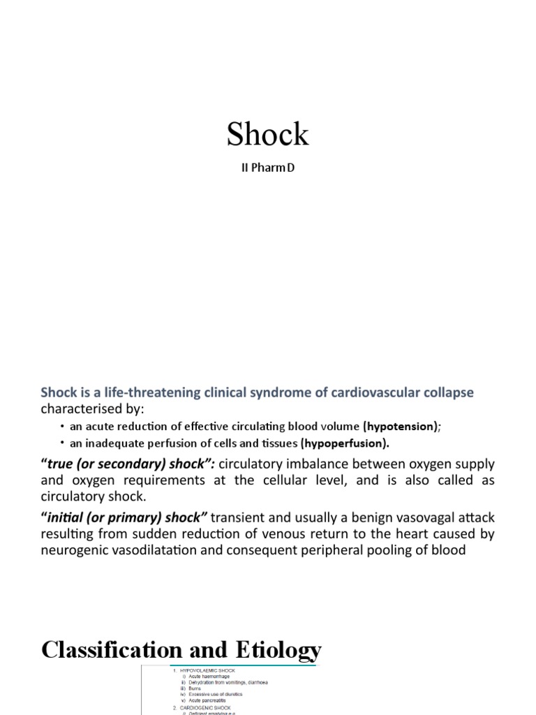 Shock: Ii Pharmd | PDF | Shock (Circulatory) | Hypoxia (Medical)