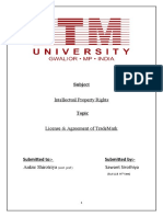 Subject: Intellectual Property Rights Topic License & Agreement of Trademark