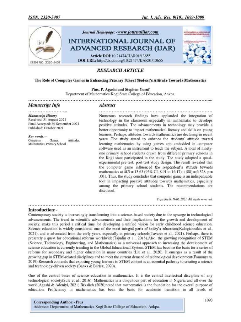 The Role of Computer Games in Enhancing Primary School Students ...