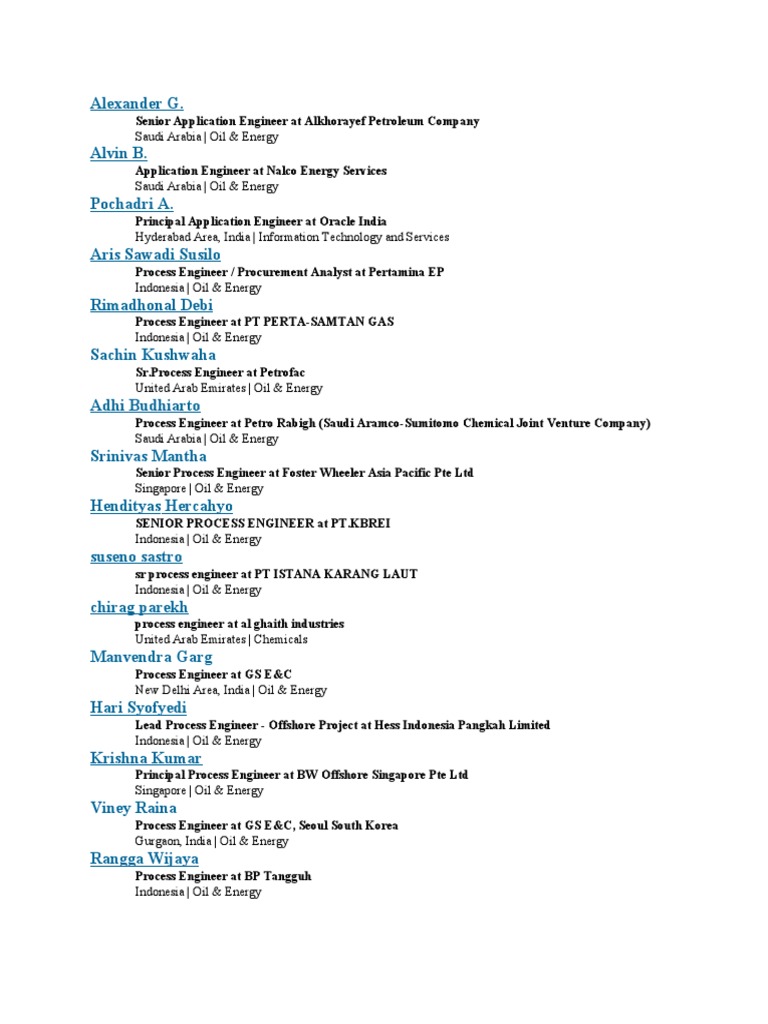 Engineers Contacts 2 | PDF | Petroleum Industry | Companies