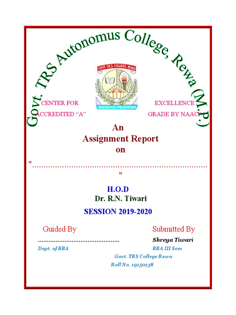 College Assignment Front Page
