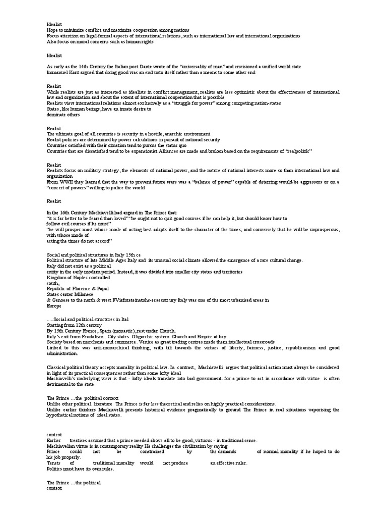 Idealist | PDF | Political Philosophy | Niccolò Machiavelli