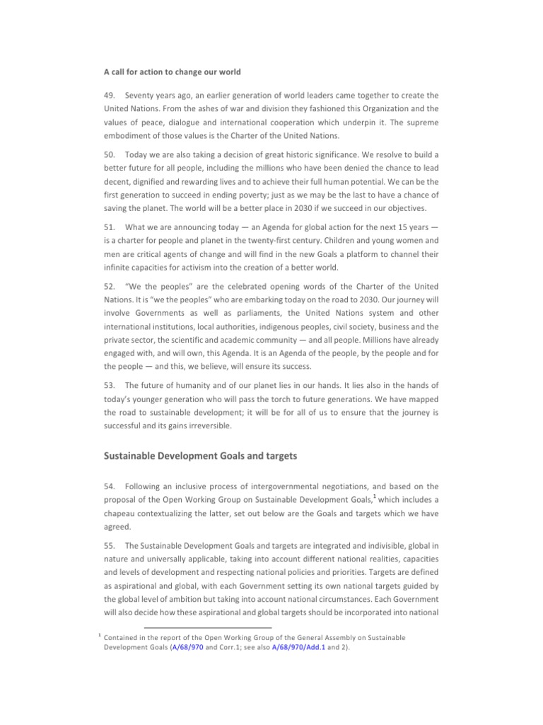 UN Agenda for Sustainable Development | PDF | Official Development ...