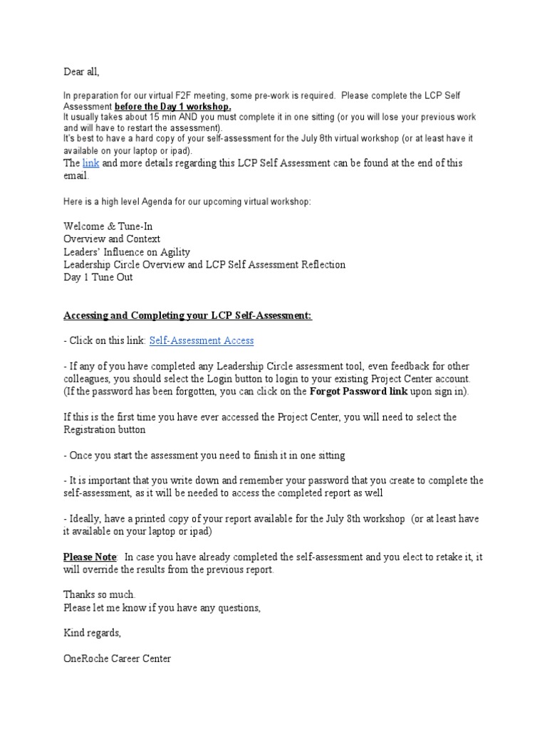 LCP Self Assessment Template | PDF