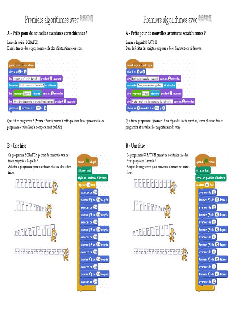 Premiers algorithmes avec Scratch | PDF