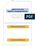 Explicit Instruction Applied To Paragraph Writing: Anita L. Archer, PHD Author, Consultant, Teacher