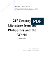 21 Century Literature From The Philippines and The World: Amando Cope College A.A. Berces St. Baranghawon, Tabaco City