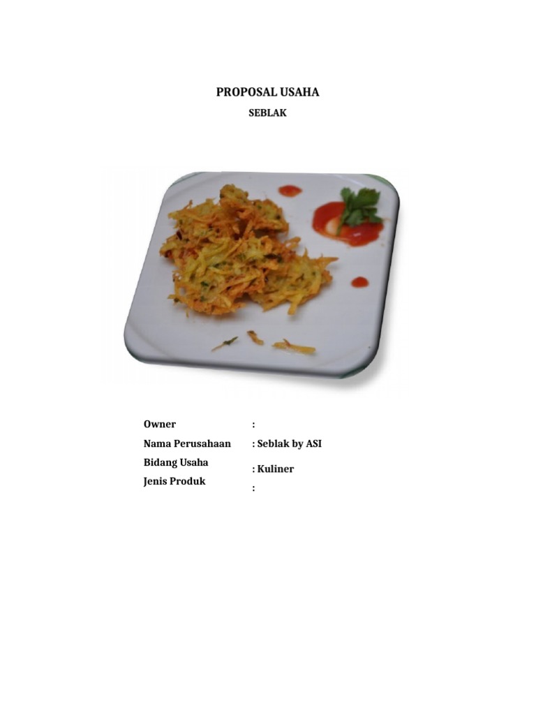 Proposal Usaha Seblak by ASI | PDF | Griya & Taman