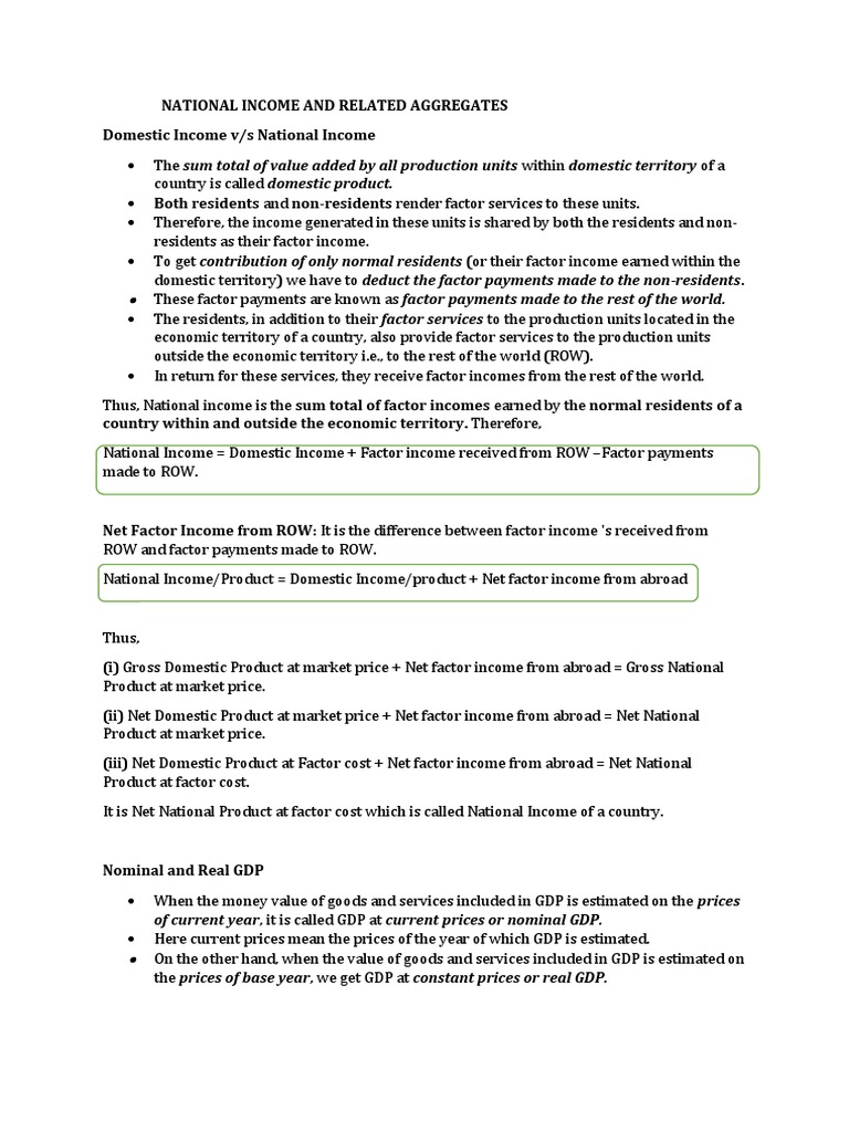 National Income and Related Aggregates | PDF | Gross Domestic Product ...