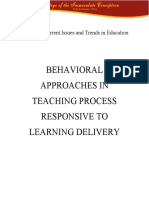 Behavioral Approaches in Teaching Process Responsive To Learning Delivery