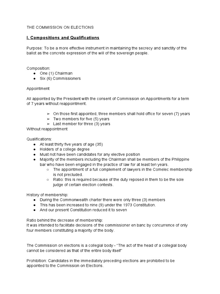 Comelec Composition and Functions Explained | PDF | Jurisdiction ...