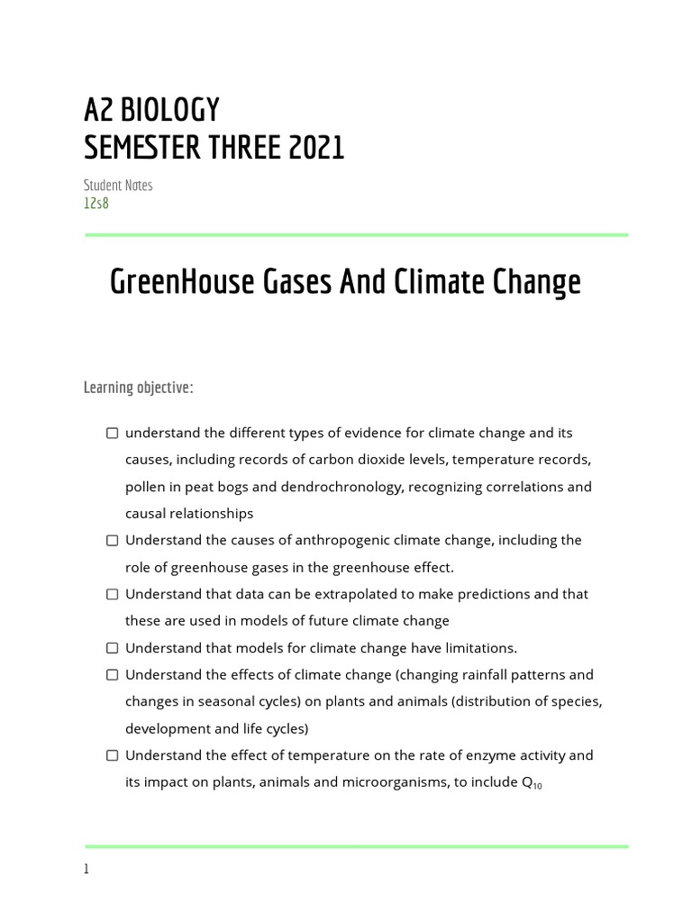 Greenhouse Gases and Climate Change Insights | PDF | Greenhouse Effect ...