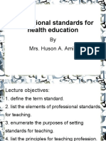 International Standards For Health Education: by Mrs. Huson A. Amin