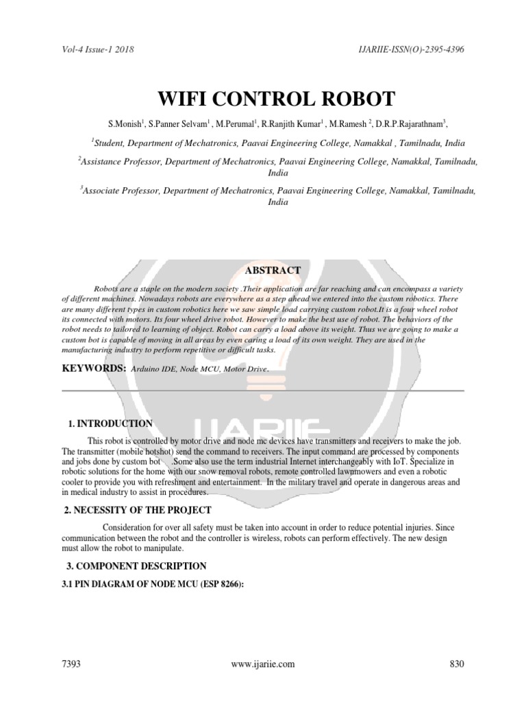 WiFi-Controlled Custom Robotics | PDF | Computer Engineering ...