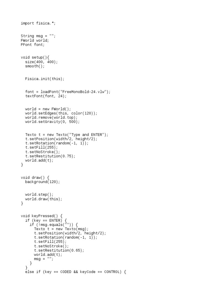 Physics Code For Processing | PDF | Computers