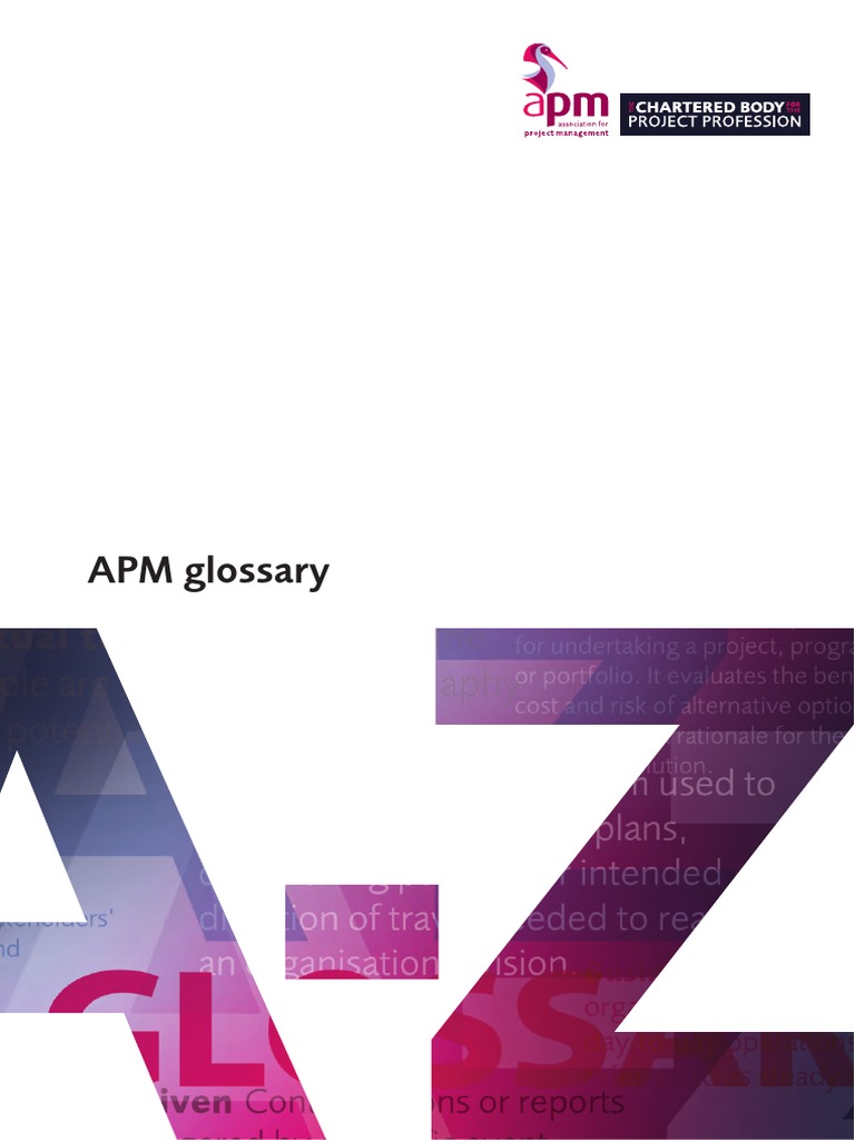 Apm Glossary Of Project Management Terms PDF Project Management Risk