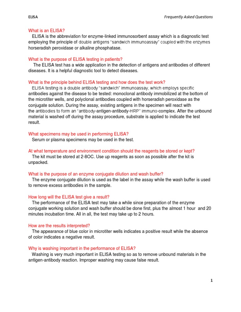 ELISA Test: Purpose and Procedure Explained | PDF | Science & Mathematics