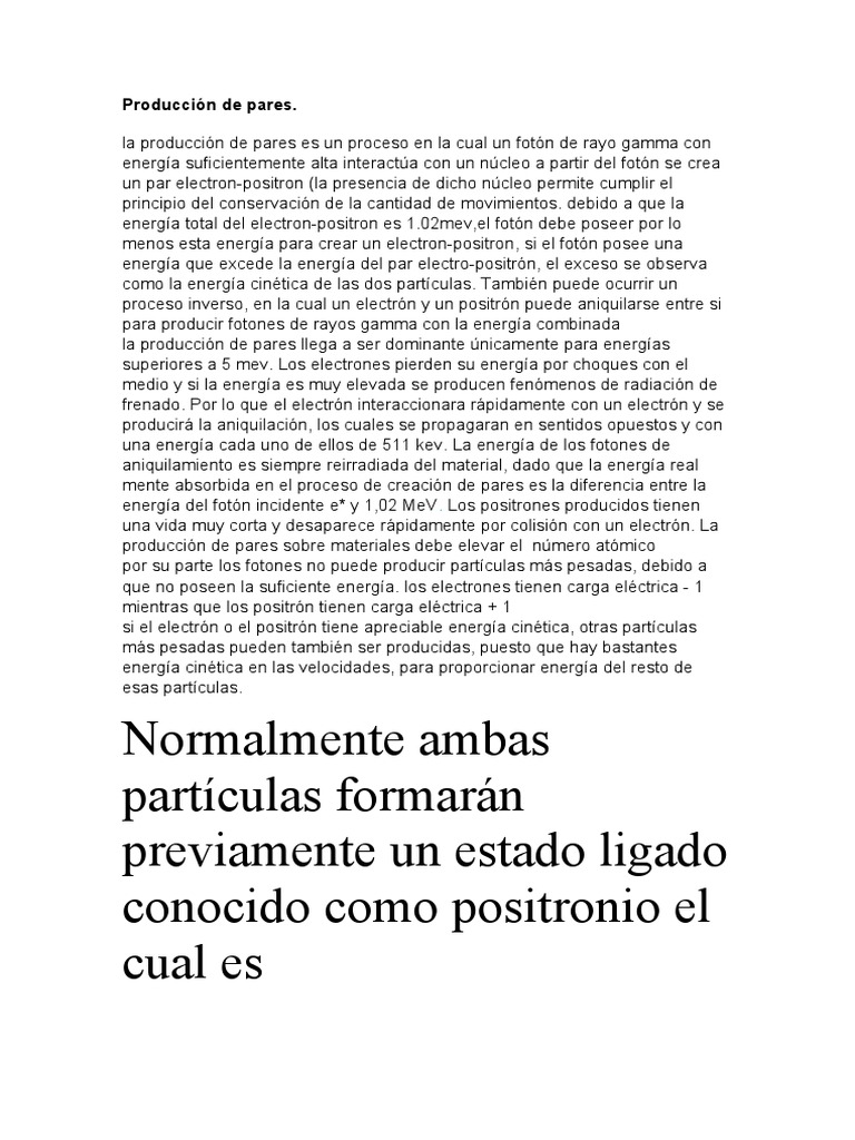 Produccion de Pares PDF Electrón Física Aplicada e Interdisciplinaria