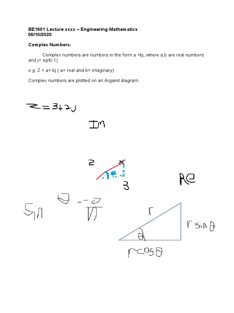BE1601 - Complex Numbers 1 | PDF