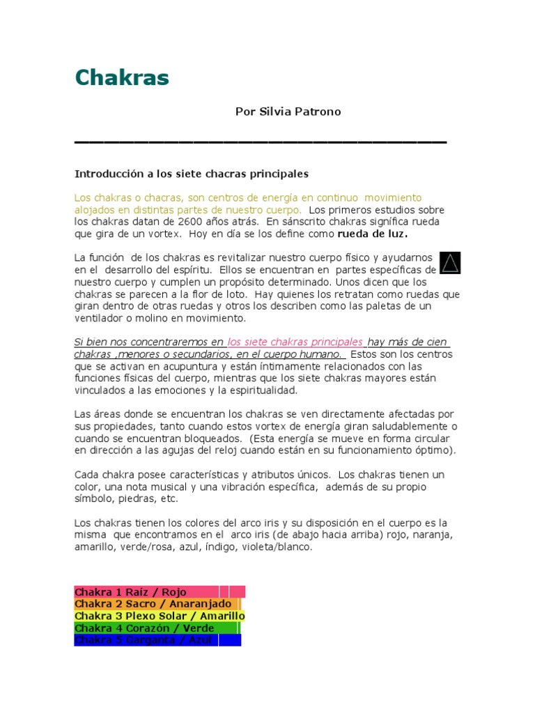 Funciones y emociones de los chakras | PDF | Las emociones | Color