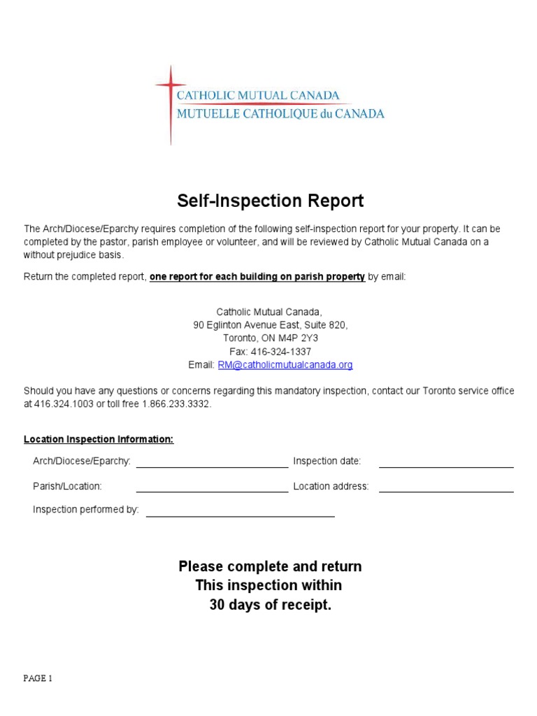 Church Property Self-Inspection Report | PDF | Fire Safety | Fire ...