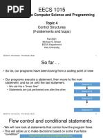 EECS 1015: Introduction To Computer Science and Programming Topic 4