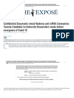 Con Dential Documents Reveal Moderna Sent mRNA Coronavirus Vaccine Candidate To University Researchers Weeks Before Emergence of Covid-19