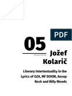 Jožef Kolarič: Literary Intertextuality in The Lyrics of GZA, MF DOOM, Aesop Rock and Billy Woods