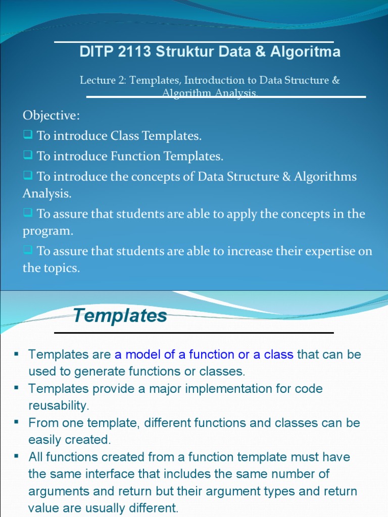 Lec2 - Template Data Struct | PDF | Class (Computer Programming ...