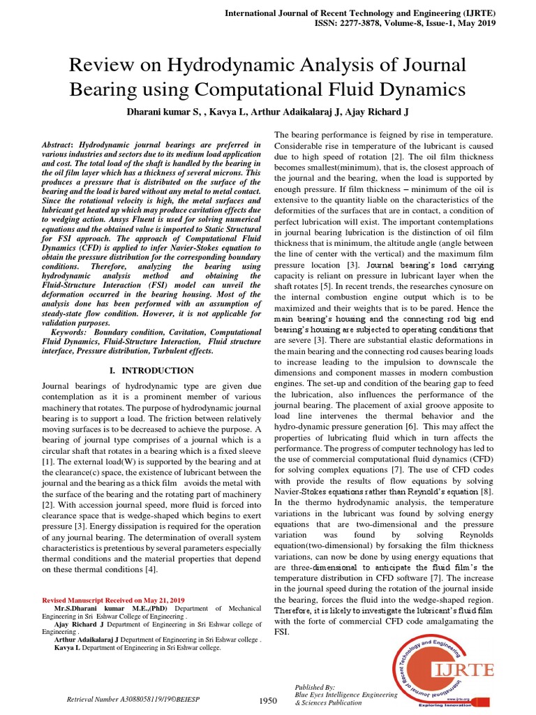 Review On Hydrodynamic Analysis of Journal Bearing Using Computational
