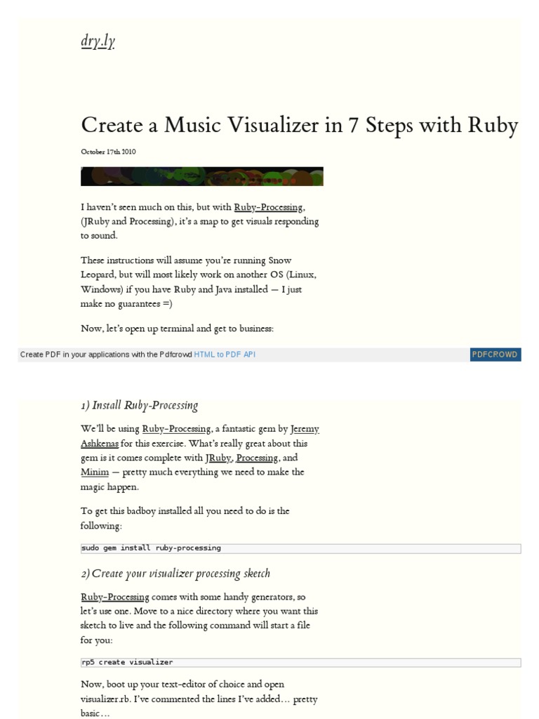Create A Music Visualizer in 7 Steps With Ruby: Dry - Ly | PDF | Fast ...