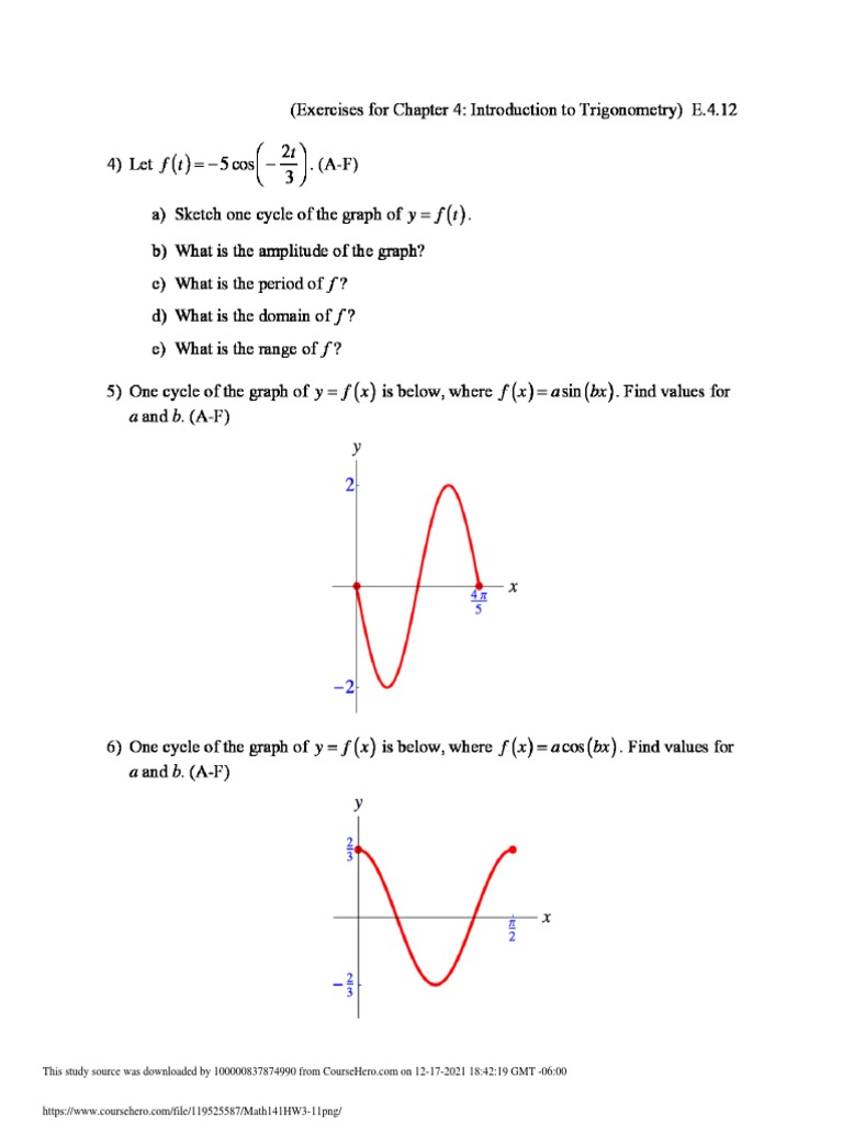 Math 141 Homework Solutions PDF | PDF