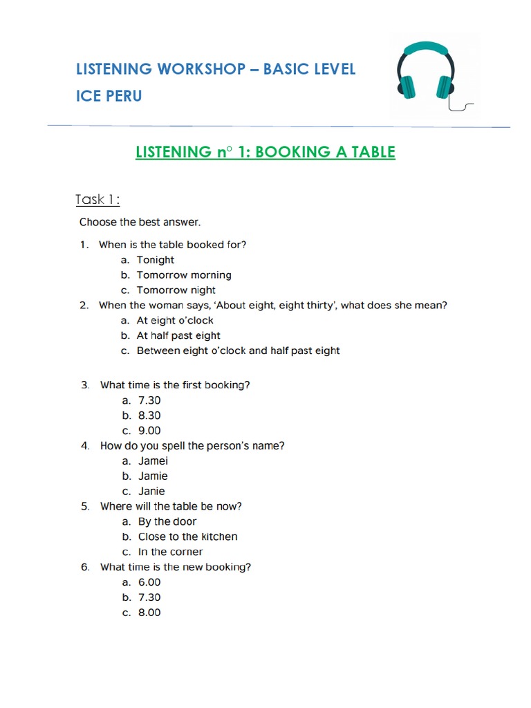 Basic Level Listening Workshop | PDF